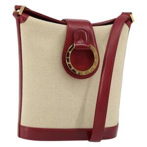 Authentic TIFFANY&Co. Shoulder Bag Canvas Beige Gold